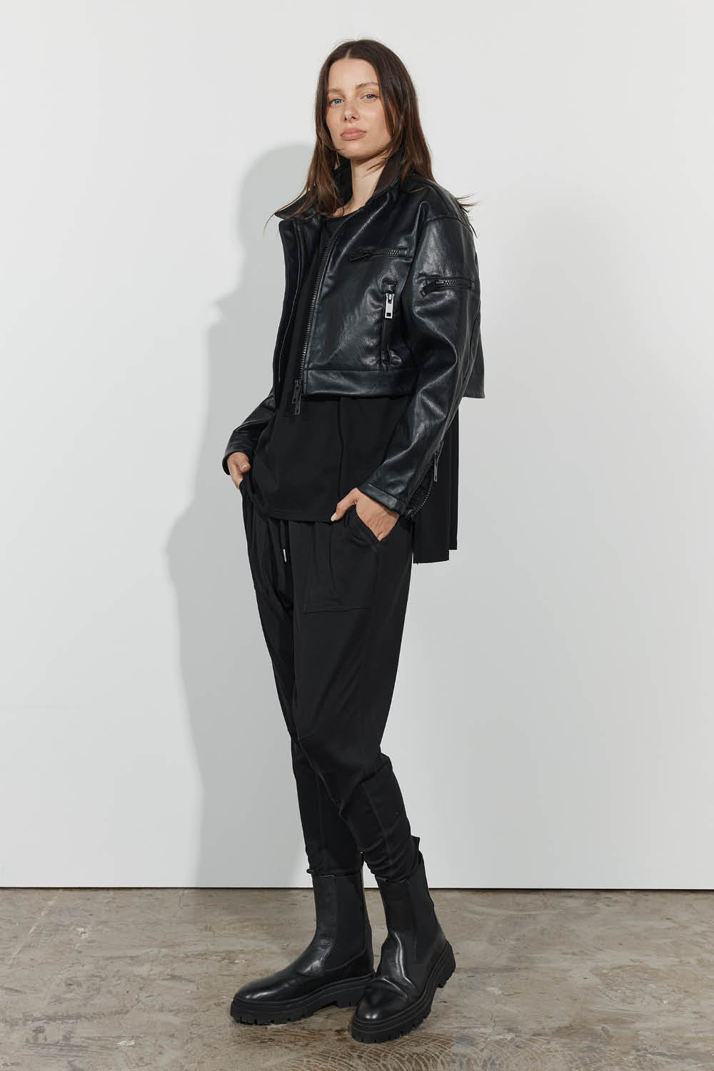 Onyx Faux Leather Jacket - Black