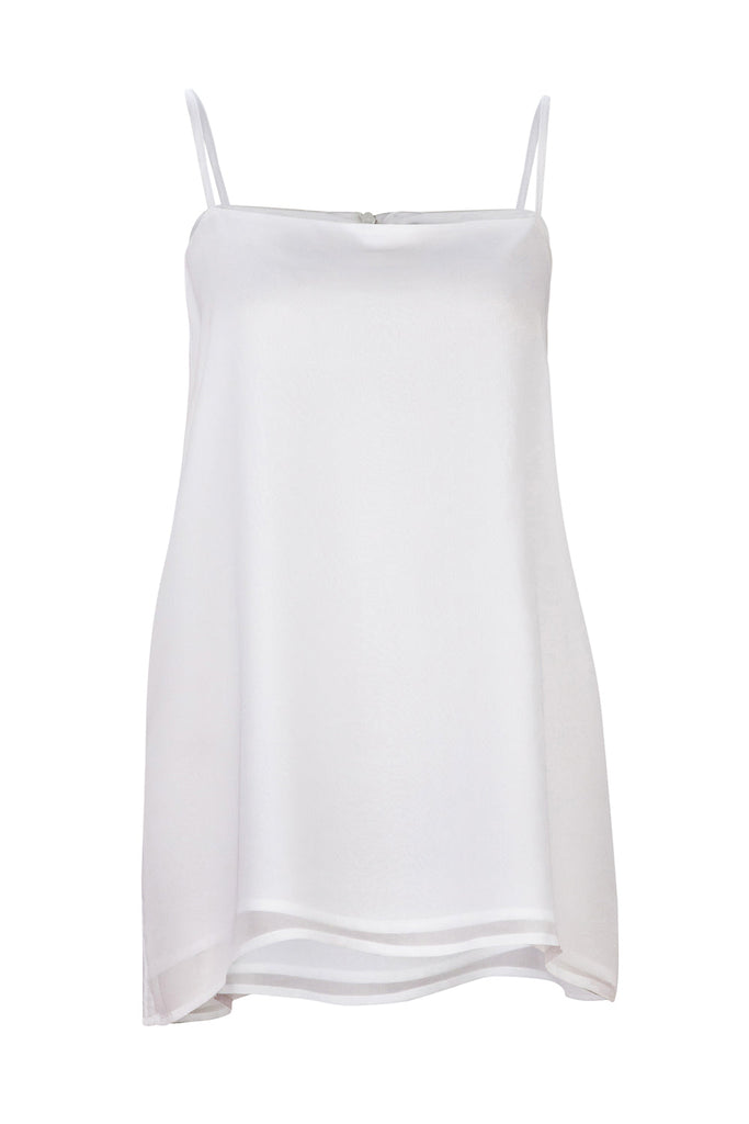 Carbon | Silk Chiffon Cami - White