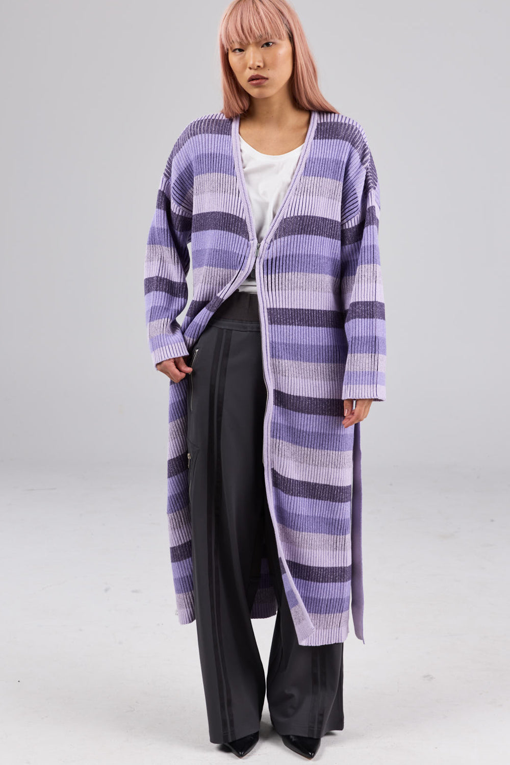 Eclair Maxi Cardi - Lilac Stripe