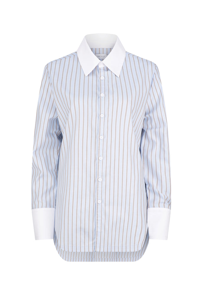 Niall Shirt - Blue / Latte Stripe