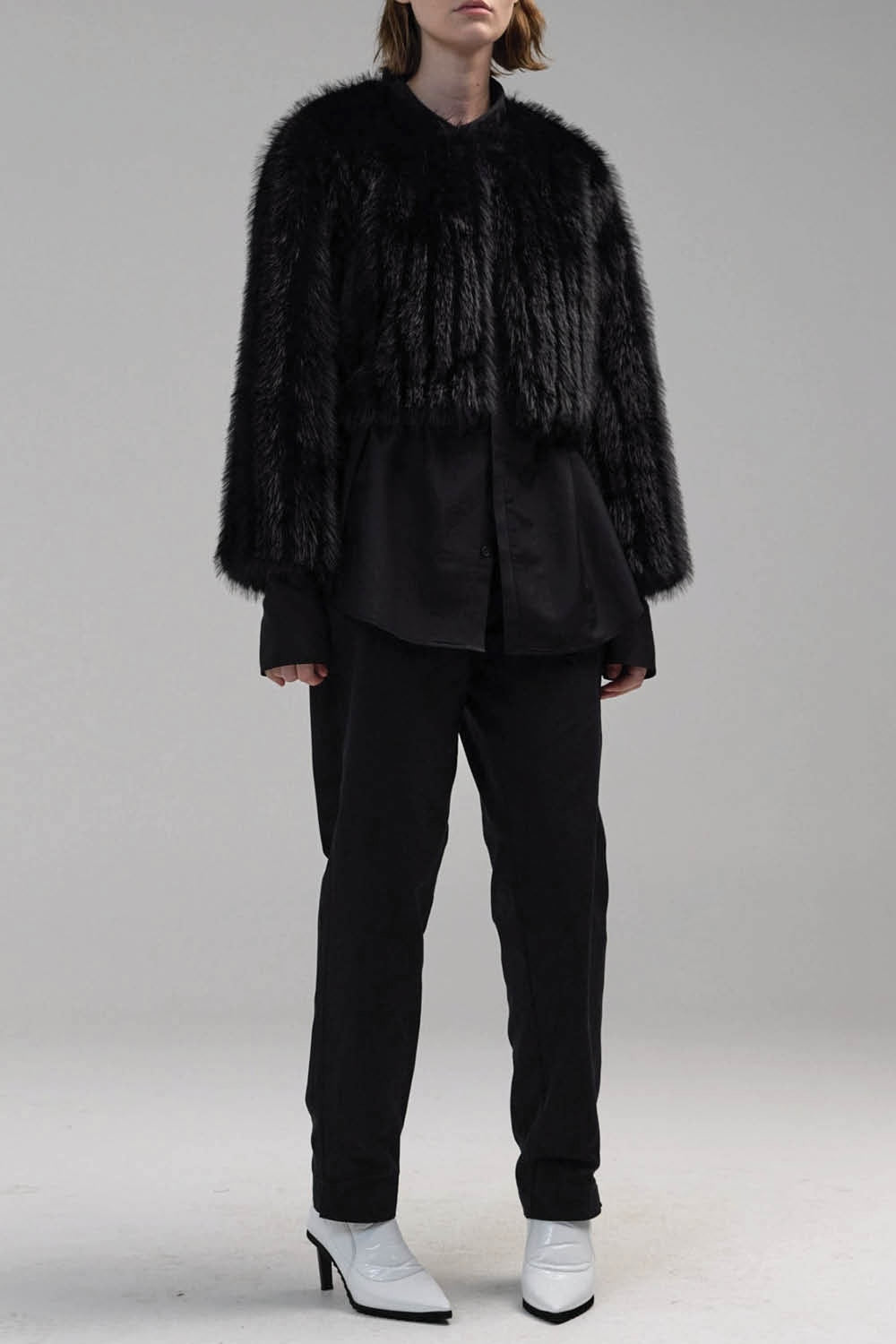 Gingko Faux Fur Bolero - Black