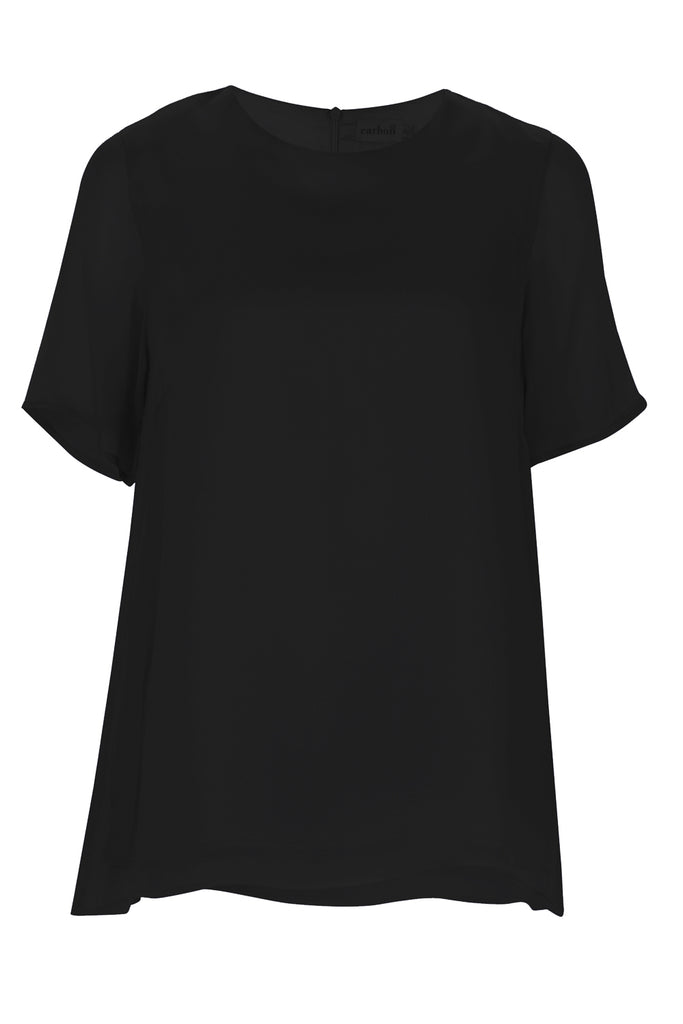 Carbon | Silk Chiffon Tee - Black